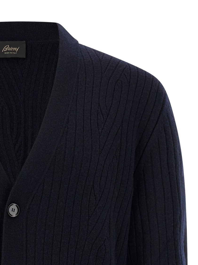 Brioni Ribbed And Braid Cardigan