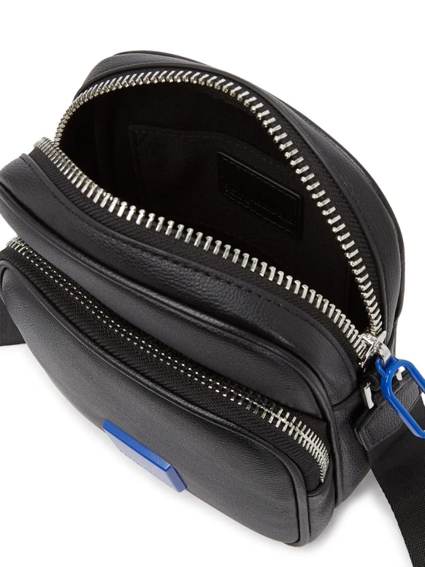 Karl Lagerfeld Textured Black Crossbody Bag With Branding