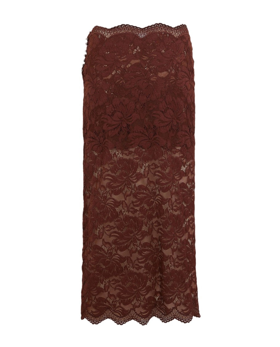 Rabanne Intricate Floral Lace Midi Skirt With Scalloped Hem