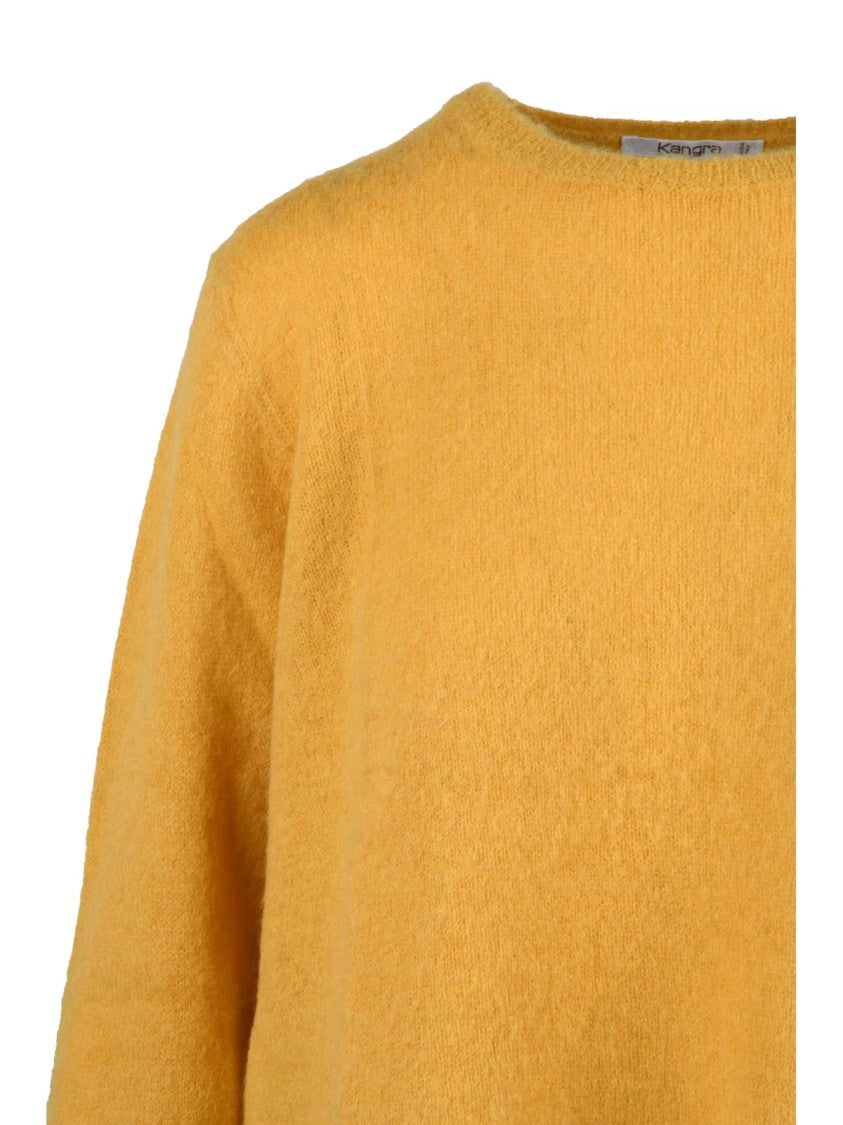 Kangra Plush Yellow Crewneck Sweater With Cropped Fit