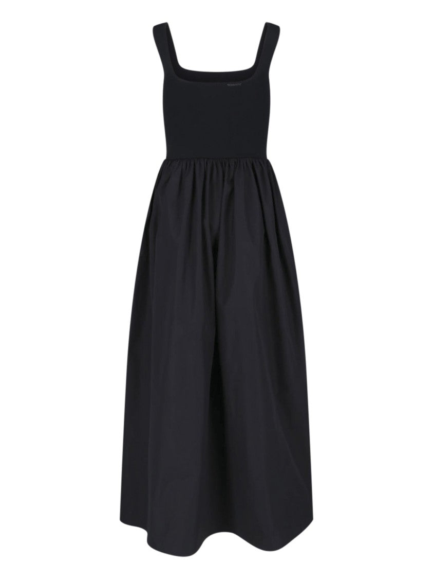 Matteau Black Fitted Square Neck Midi Dress