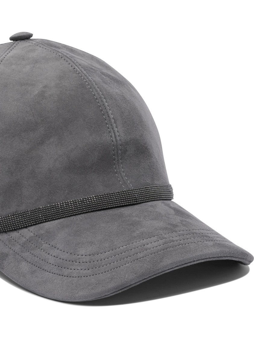 Brunello Cucinelli Structured Suede Hat With Decorative Band