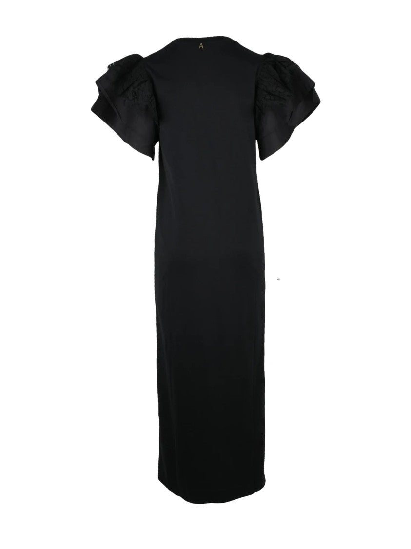 Twinset Actitude Black Lace Cotton Maxi Dress