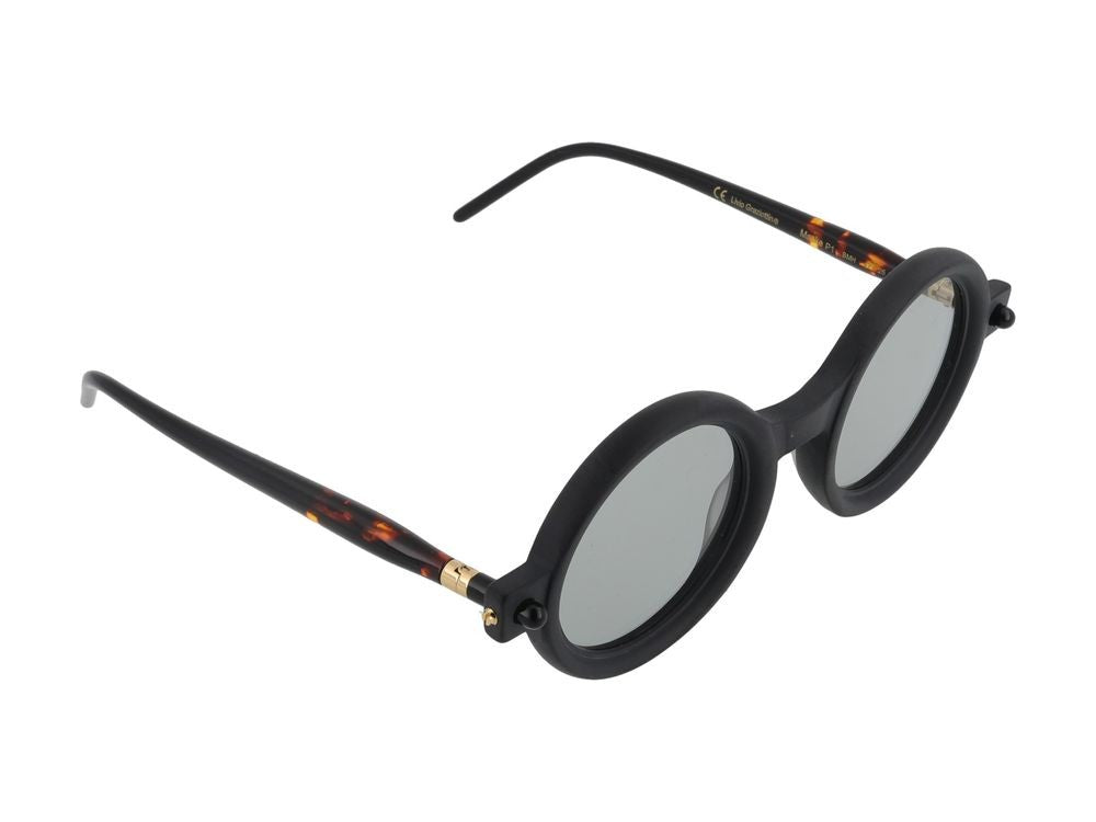 Kuboraum Bold Oversized Tortoiseshell Accent Round Sunglasses