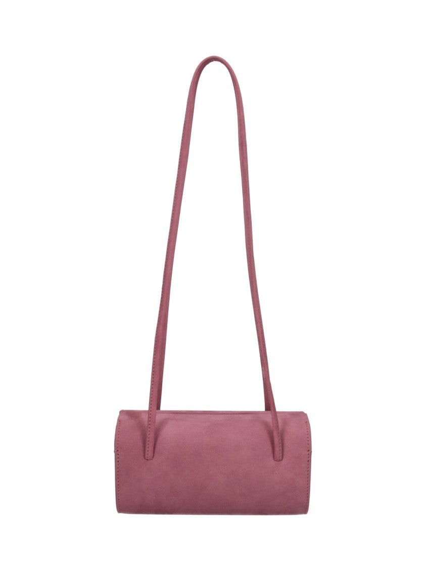 Fane Pink Mie Cylindrical Nubuck Leather Shoulder Bag