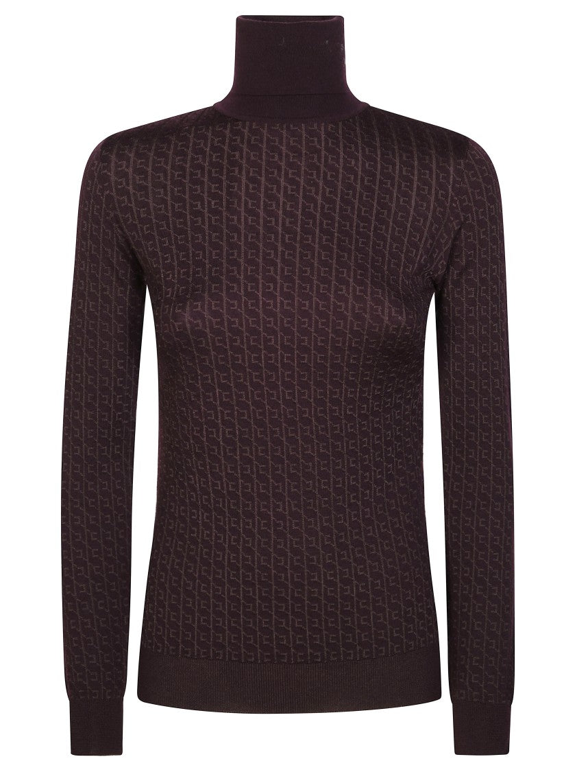 Elisabetta Franchi Fitted Turtleneck Sweater With Textured Pattern