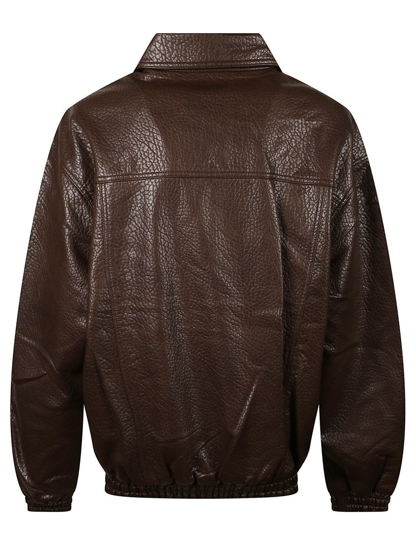 The Frankie Shop Grained Faux Leather Jacket With Classic Collar