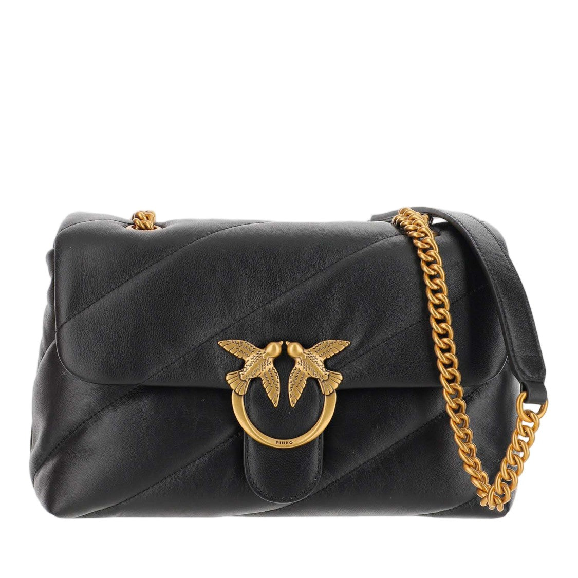 Pinko Nappa Leather Quilted Love Classic Puff Bag