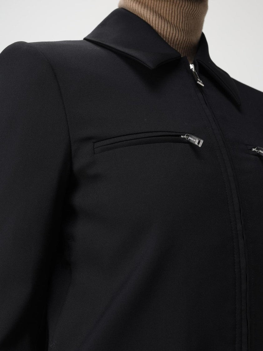 Max Mara Structured Black Denim Jacket With Classic Collar And Utility Pockets