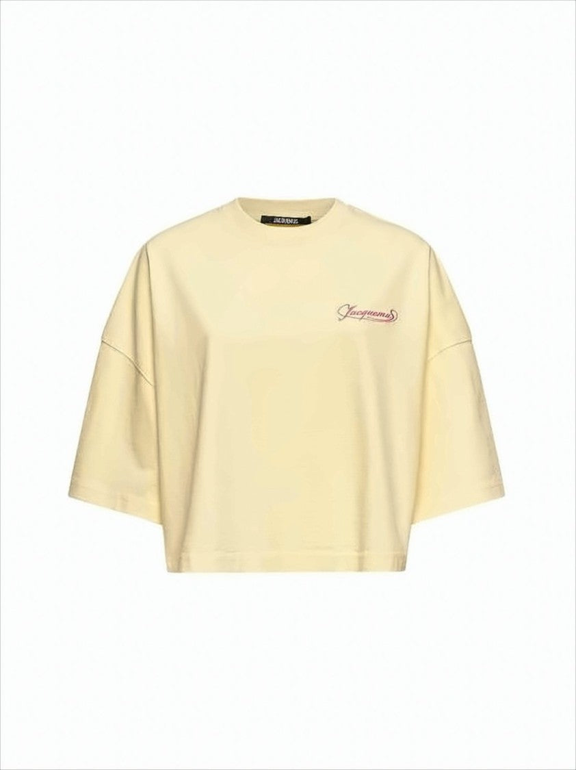 Jacquemus Cropped Relaxed-Fit T-Shirt With Embroidered Logo