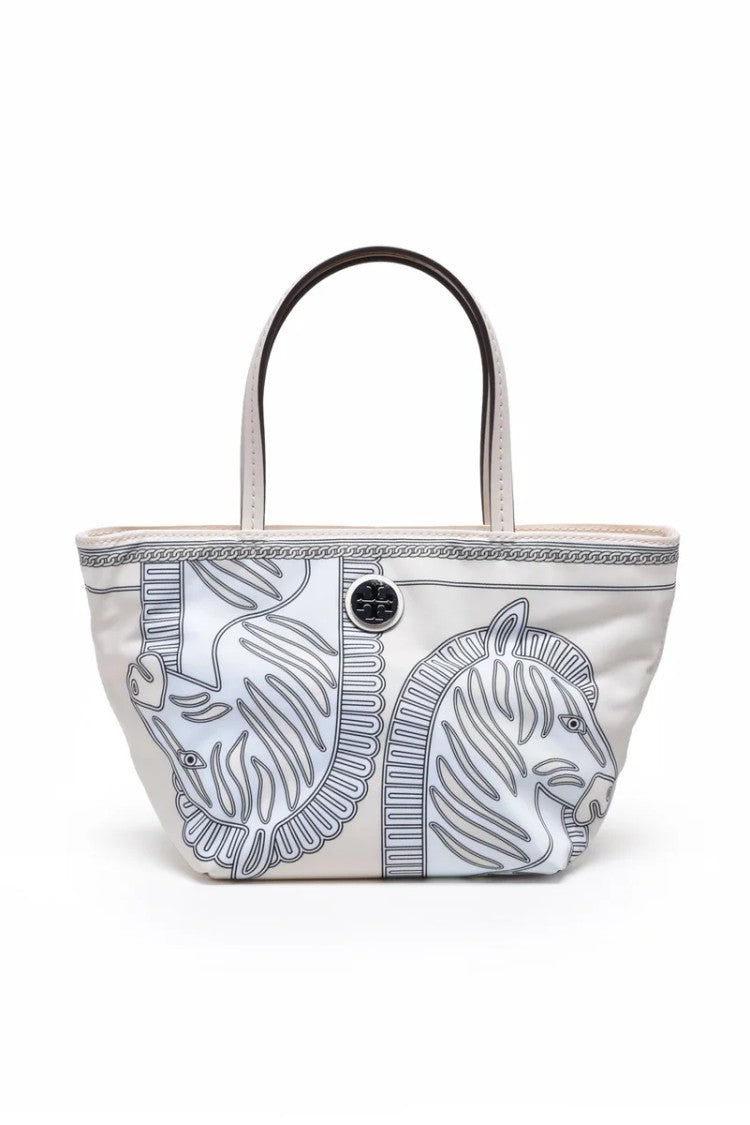 Tory Burch Nylon Printed Tote Bag - White