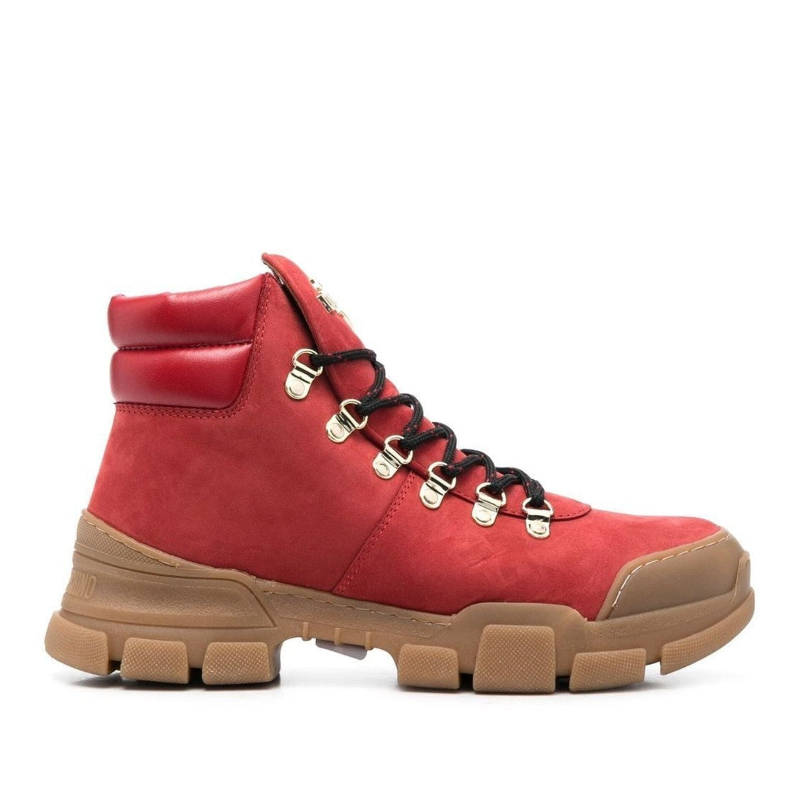 Love Moschino Pink Bold Rugged Rubber Sole Leather Boots