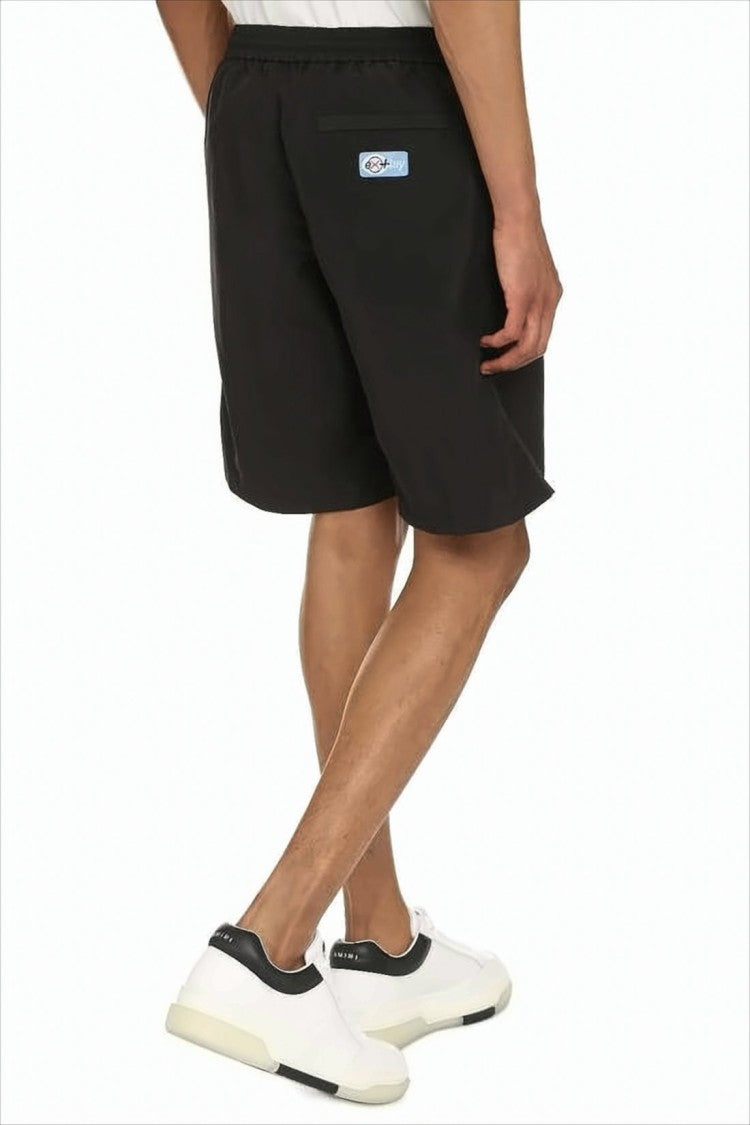 Heron Preston Relaxed-Fit Black Shorts With Logo Patch And Bold Label