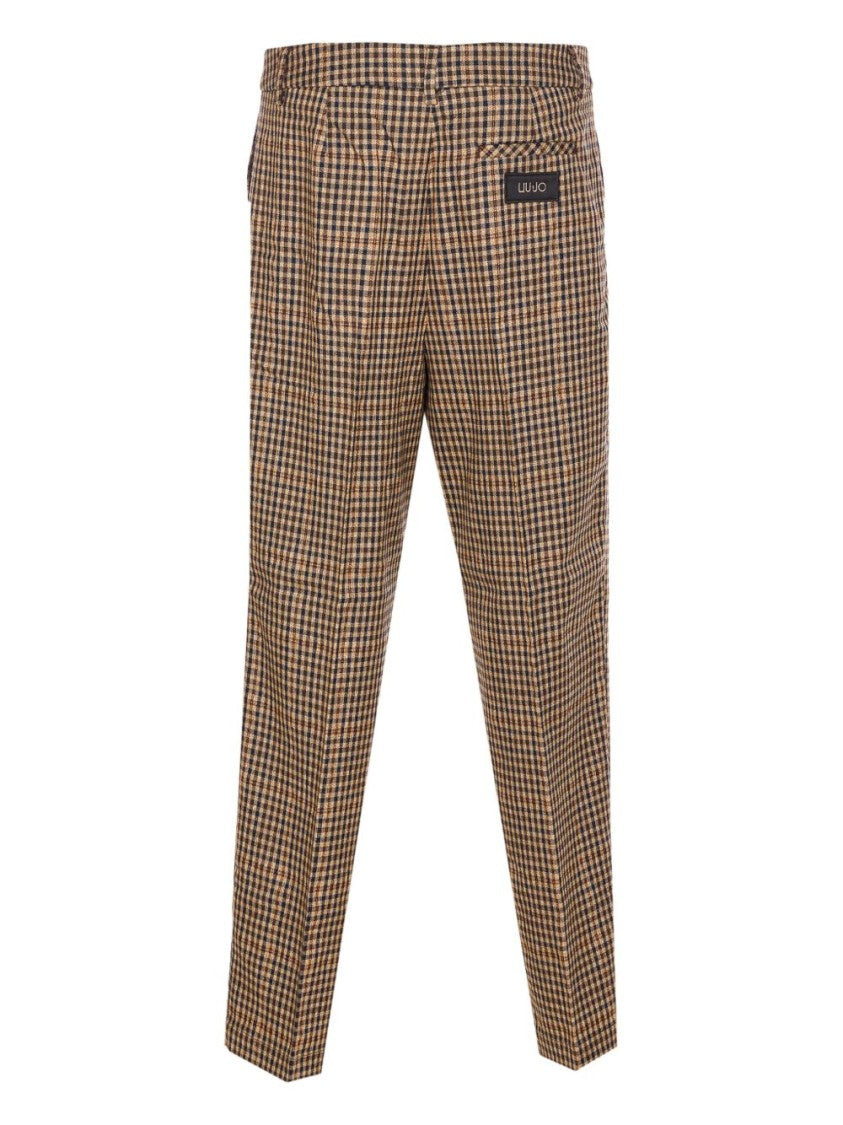 Liu Jo Checkered High-Waisted Trousers With Tailored Fit