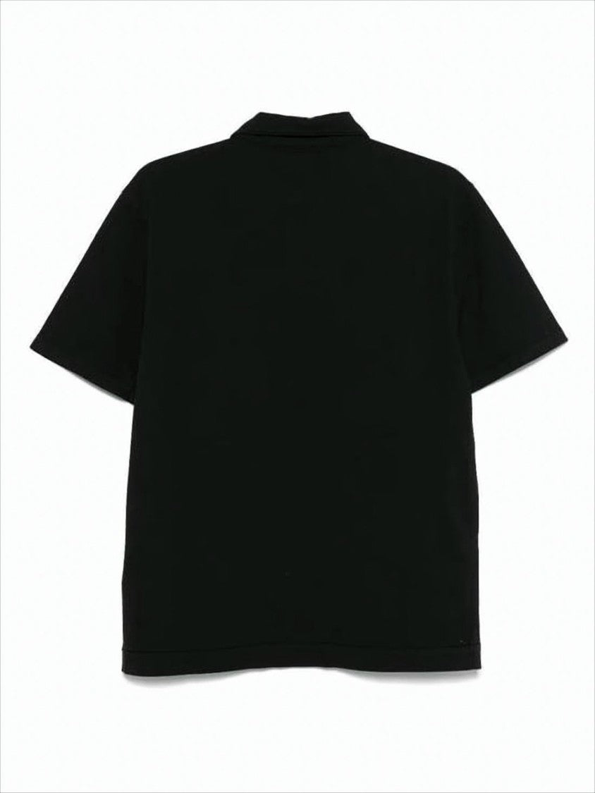 C.P. Company Minimalist Black Polo Shirt With Traditional Collar