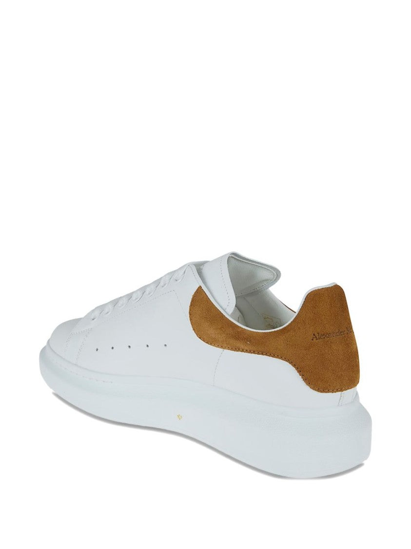 Alexander Mcqueen Calf Leather Sneakers With Contrasting Suede Heel Tab