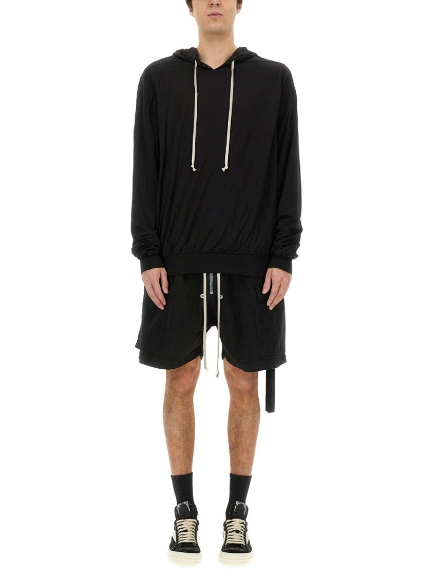 Drkshdw By Rick Owens Relaxed Fit Black Hoodie With Drawstring Hood