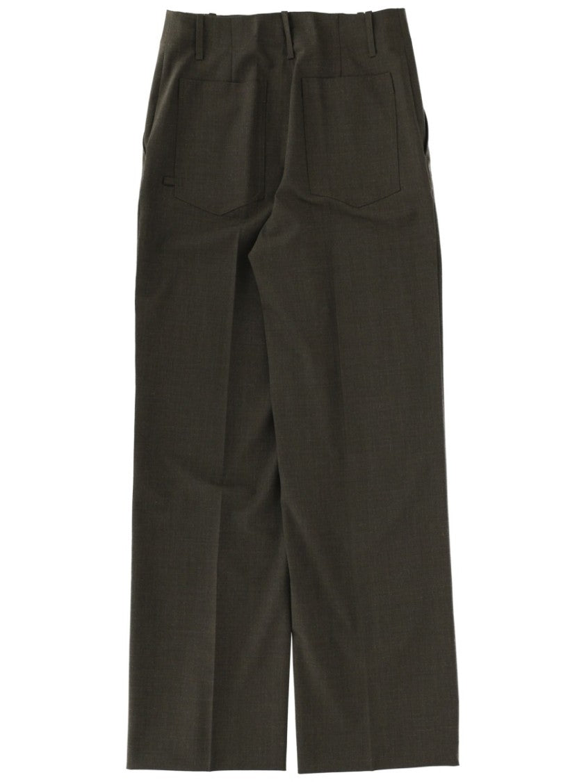 Circus Hotel Neutrals Straight-Leg Virgin Wool Tailored Pants