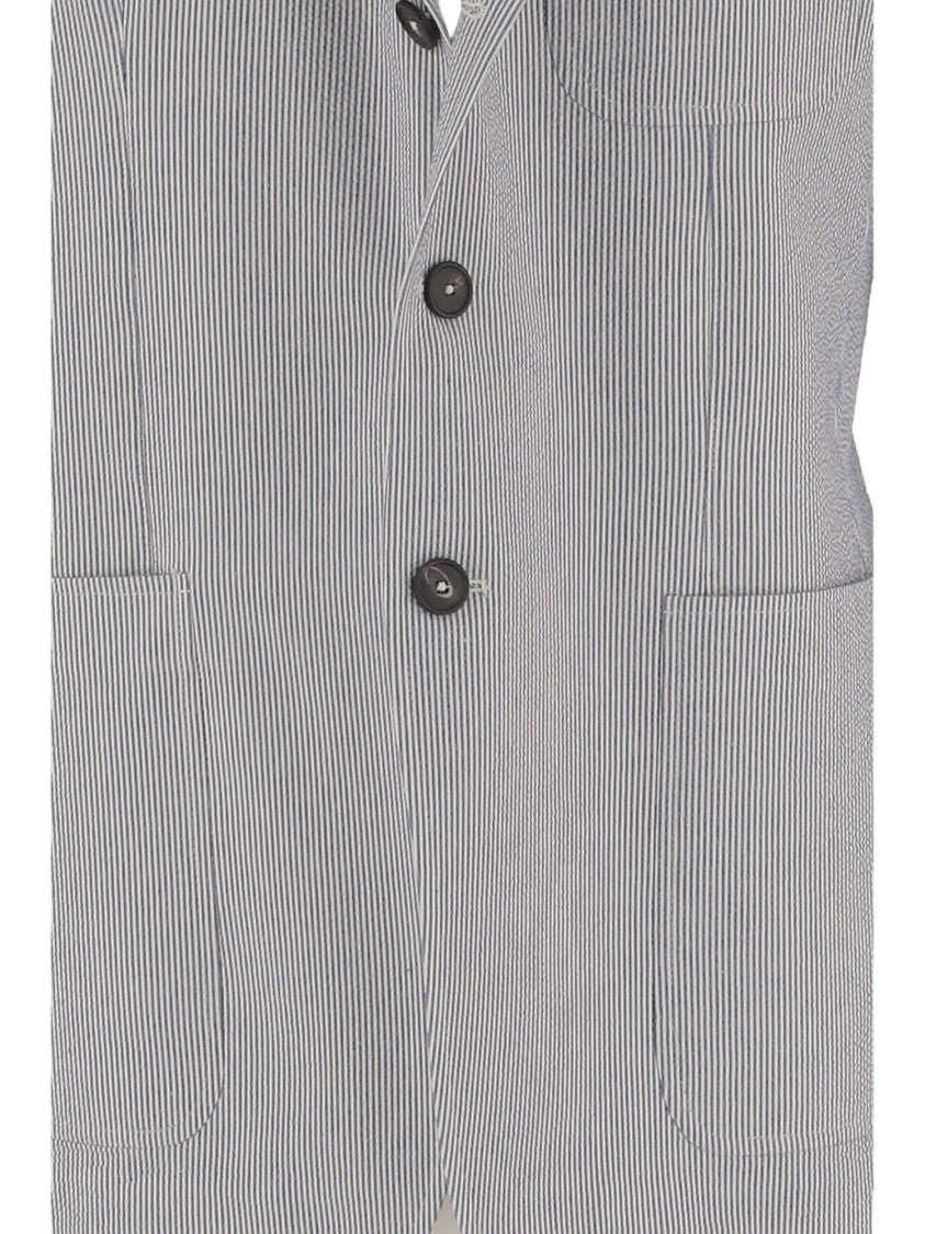 Tagliatore Single-Breasted Striped Jacket In Cotton Blend