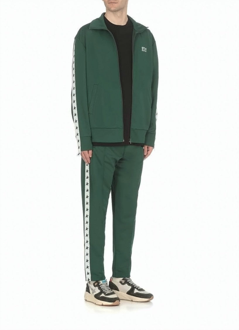 Golden Goose Deep Green Jogging Pants With Star Pattern Accents