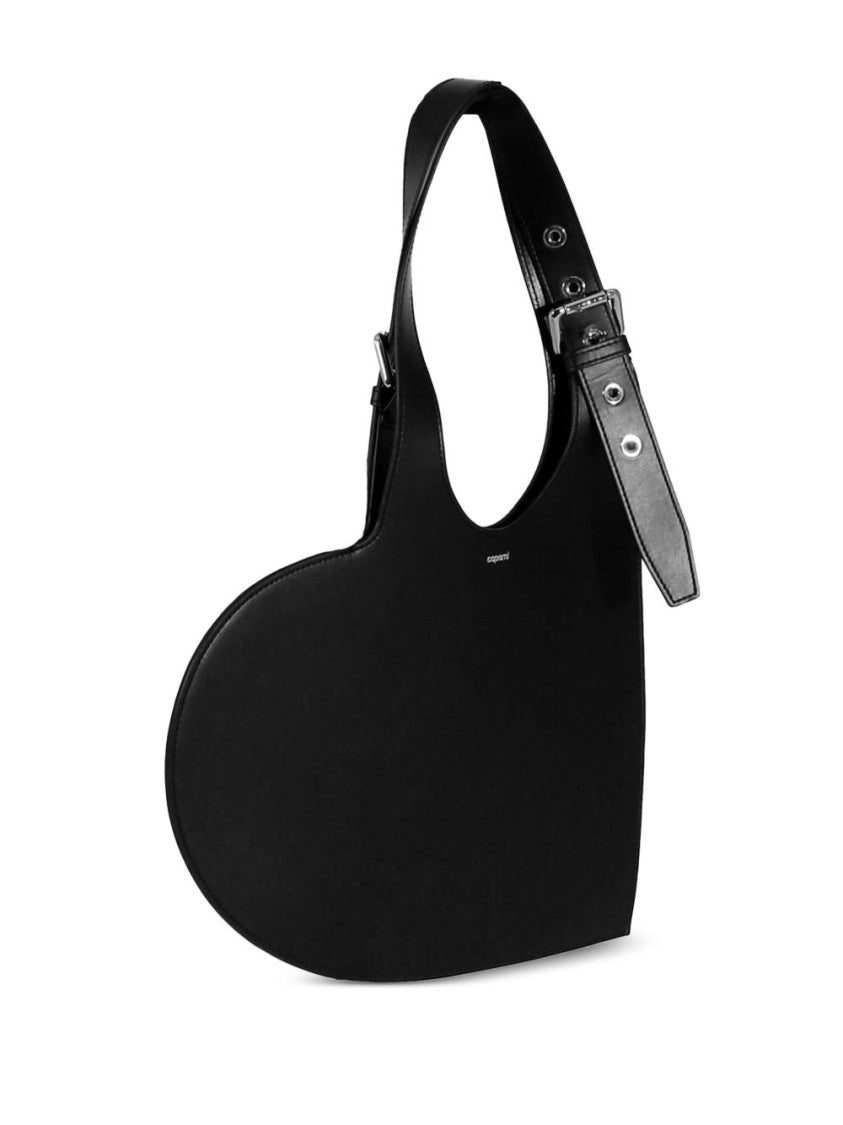 Coperni Heart-Shaped Black Leather Bag With Single Shoulder Strap