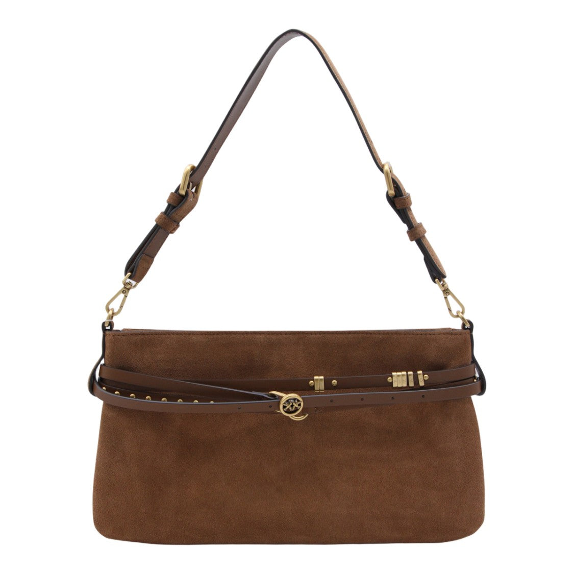 Pinko Structured Rectangular Brown Handbag