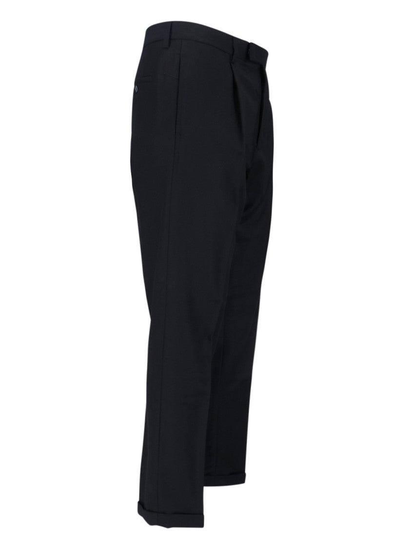 Cruna Straight-Leg Black Trousers With Tailored Fit