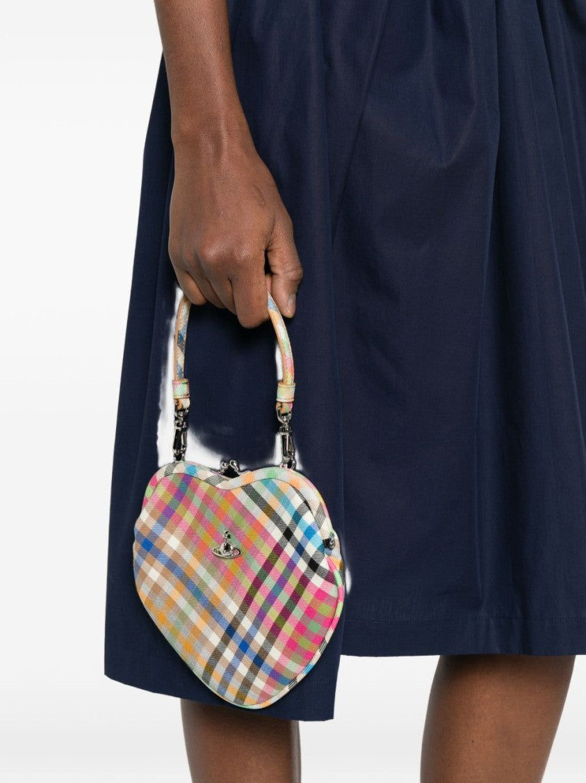 Vivienne Westwood Pink Multicolour Plaid Heart Shaped Bag