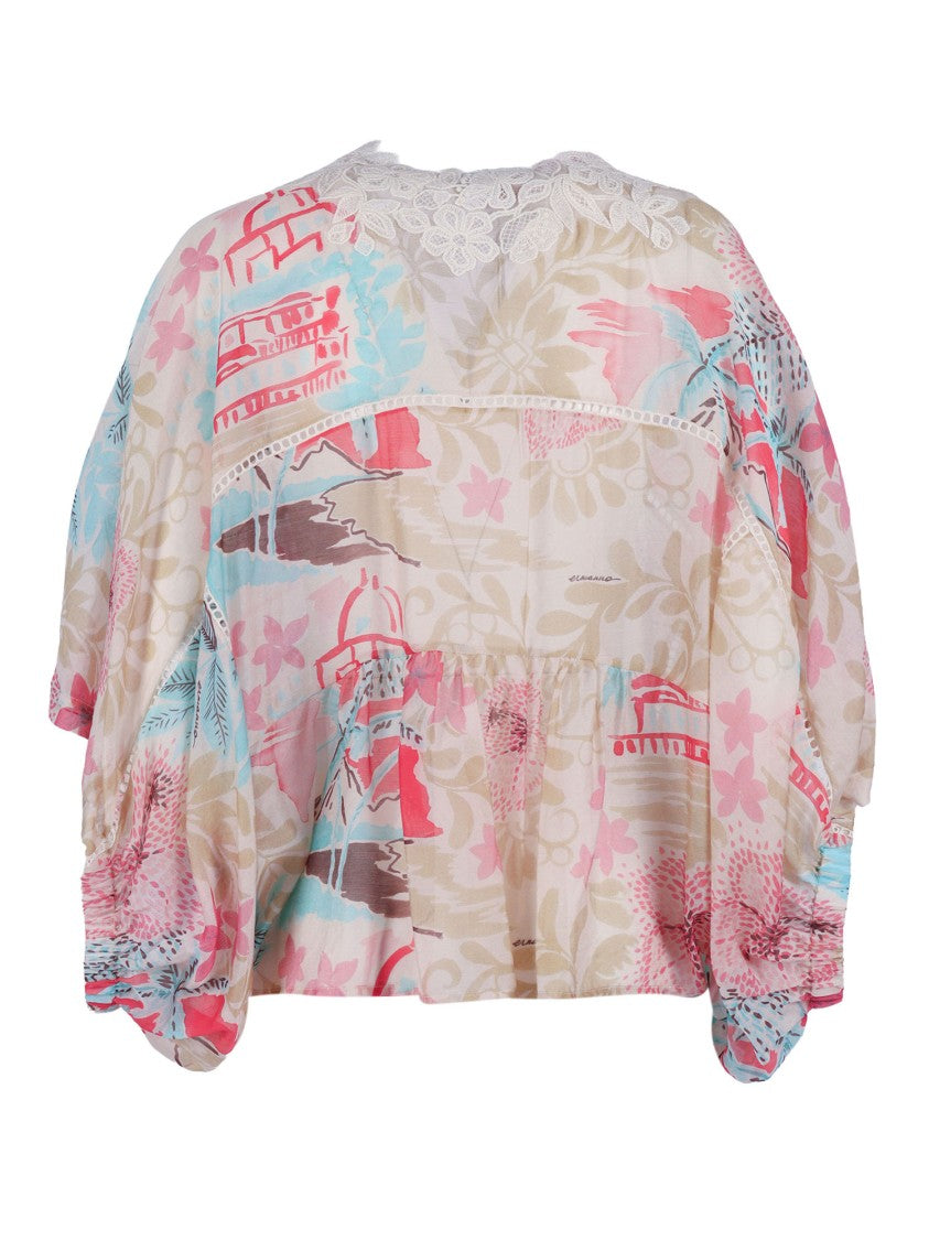 Ermanno Scervino Pastel Lace Abstract Blouse