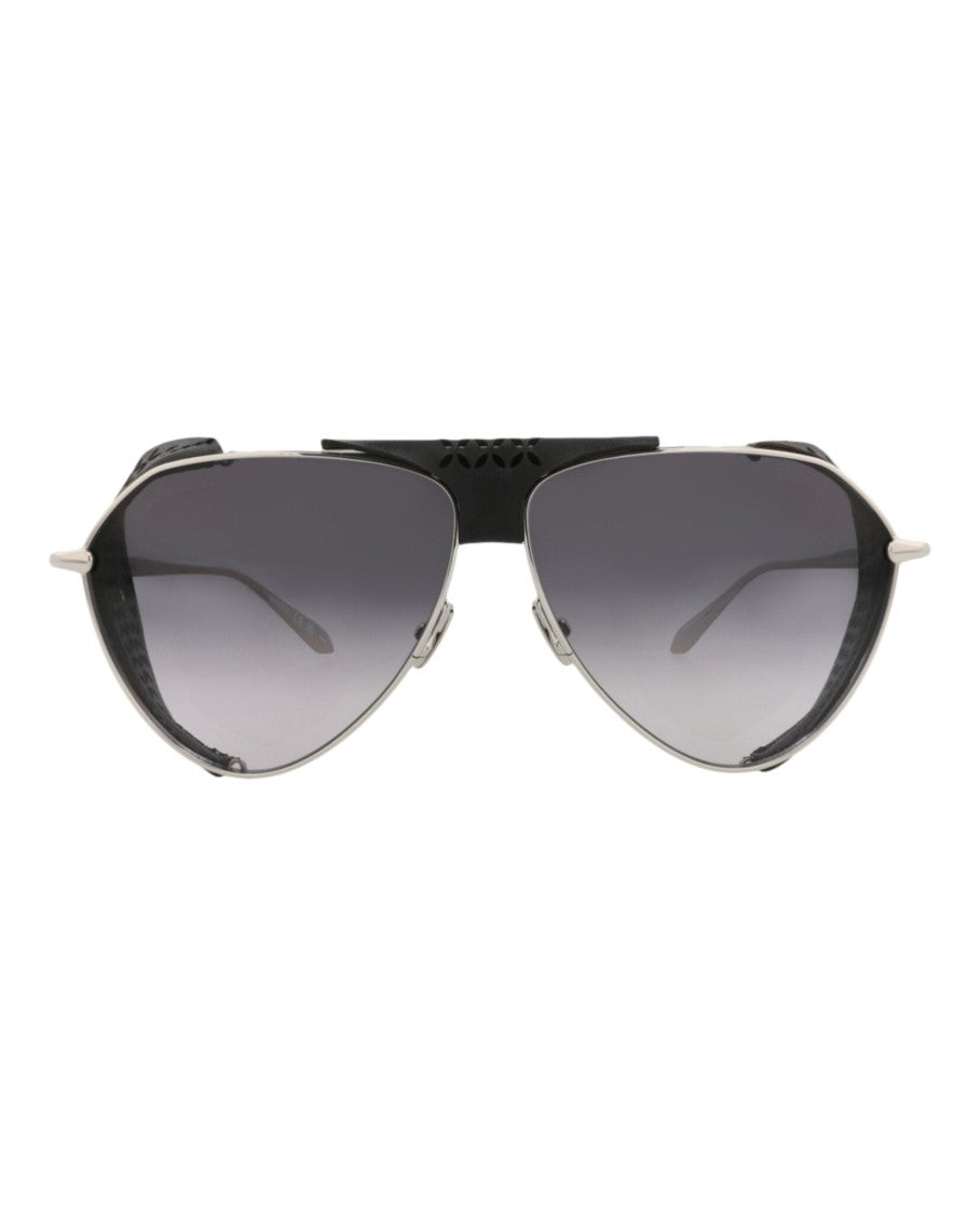 Alaïa Aviator-Frame Metal Sunglasses With Leather Trim And Adjustable Nosepads