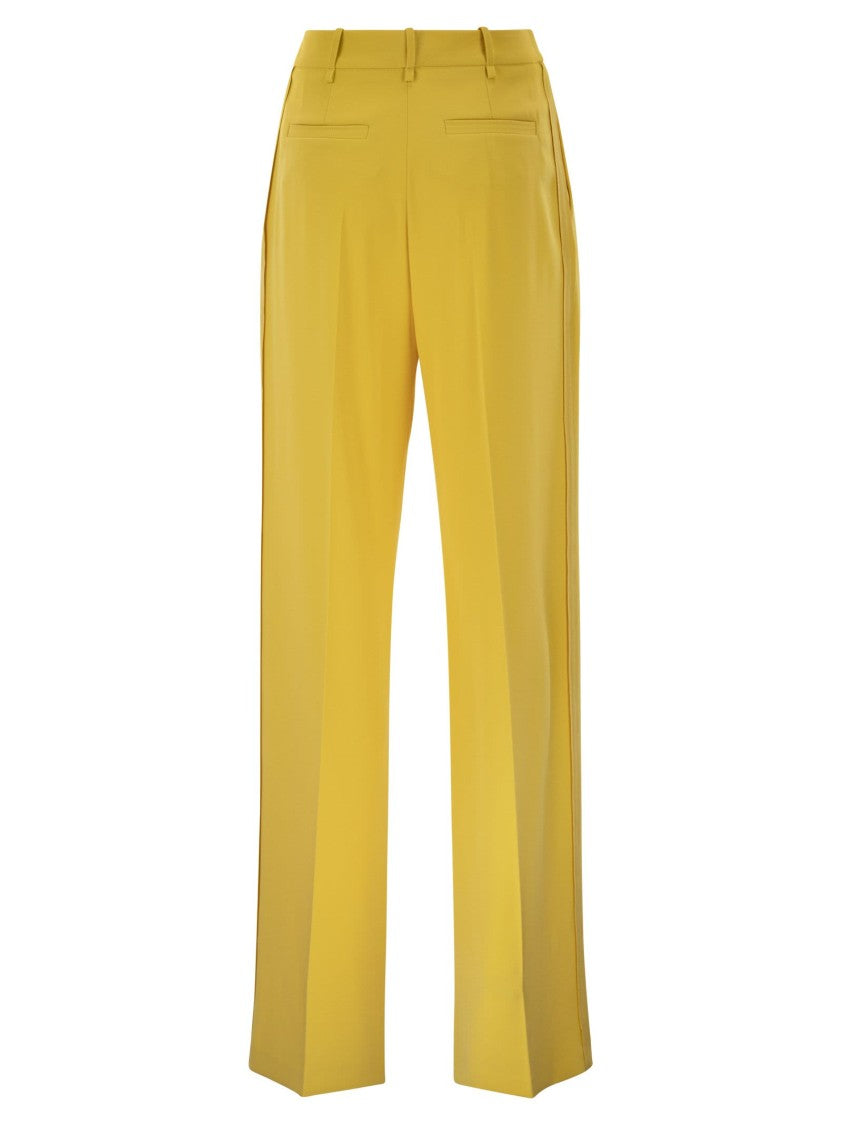 Elisabetta Franchi Lightweight Crepe Trousers With Charm Logo