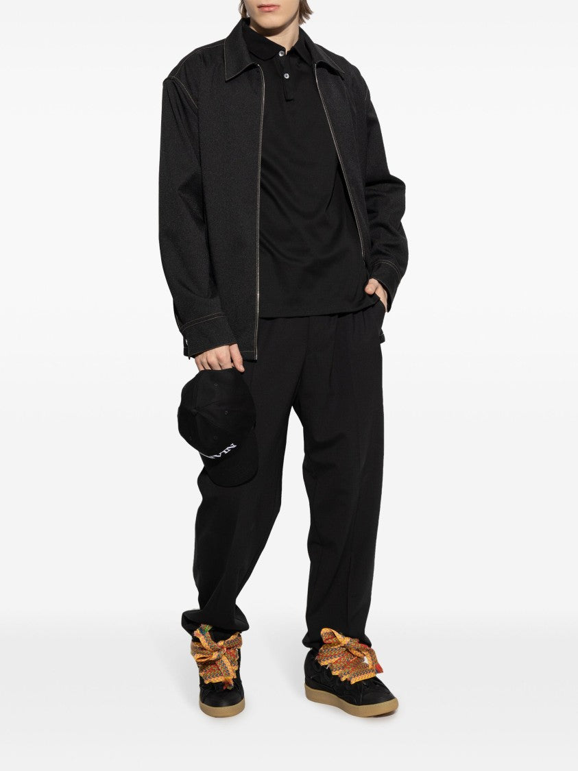 Lanvin Black Polo Classique Tailored Cotton Polo
