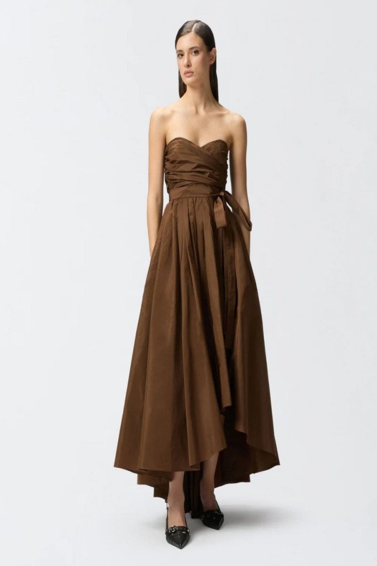 Pinko Strapless High-Low Dress With Fitted Bodice
