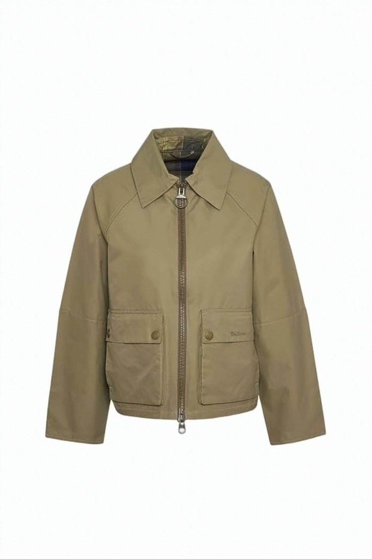Barbour Cropped Casual Jacket With Structured Collar