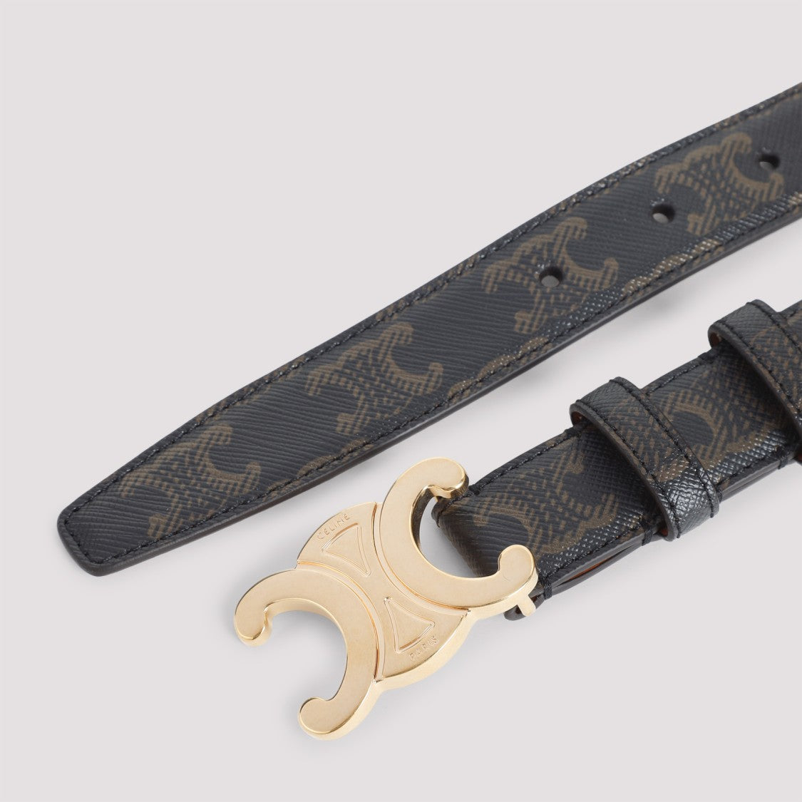 Celine Textured Leather Belt With Gold-Tone Buckle