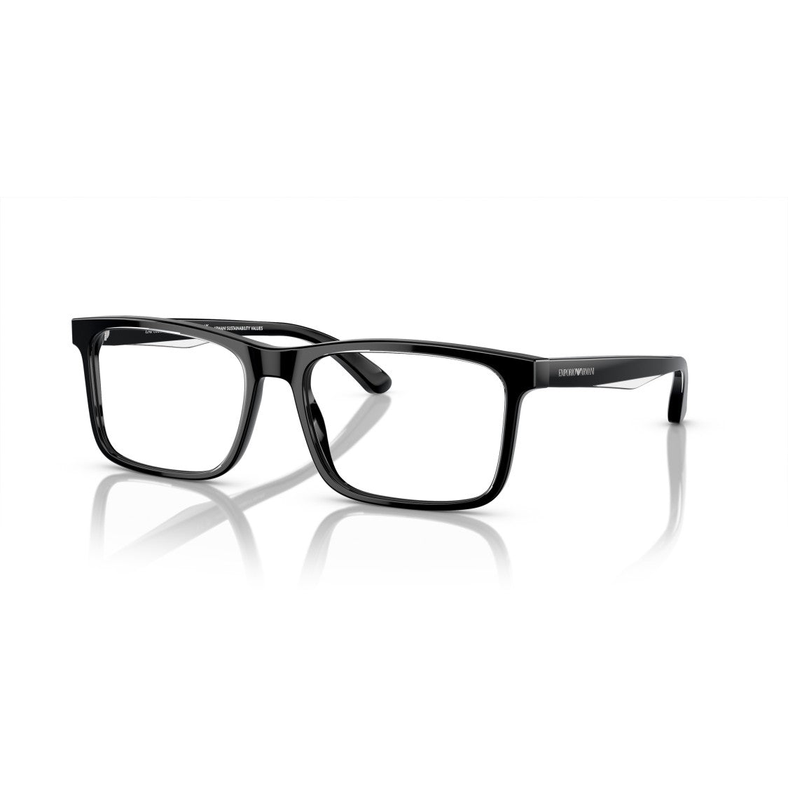 Emporio Armani 0Ea3227 Glossy Black Rectangular Acetate Eyeglasses