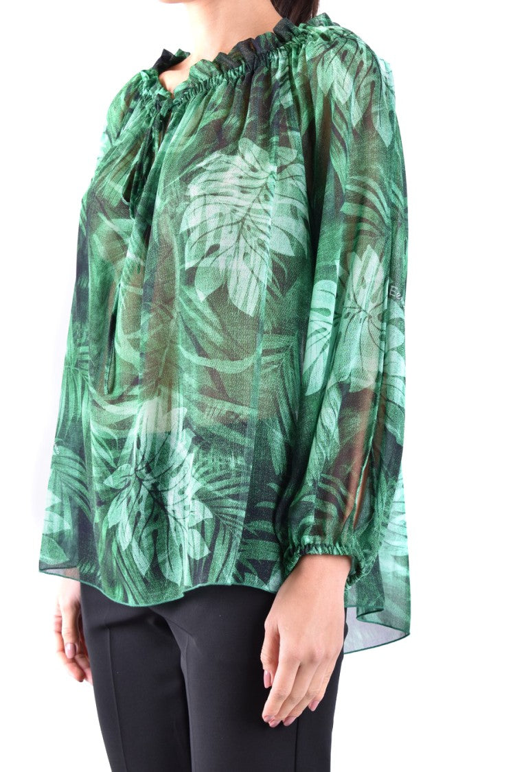 Ermanno Green Polyester Palm-Print Blouse