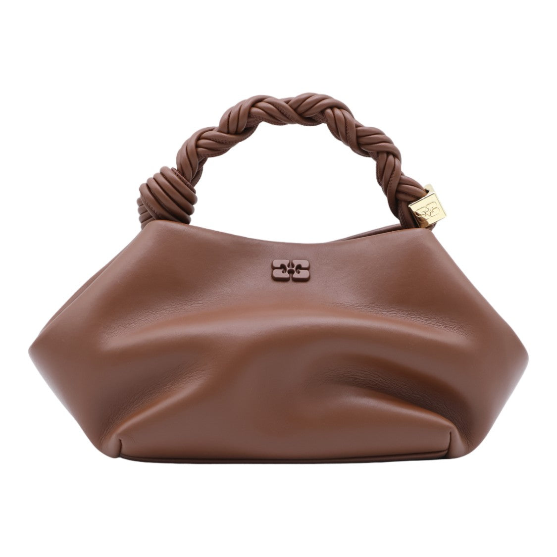 Ganni Structured Handbag With Twisted Handle And Gold-Tone Accents