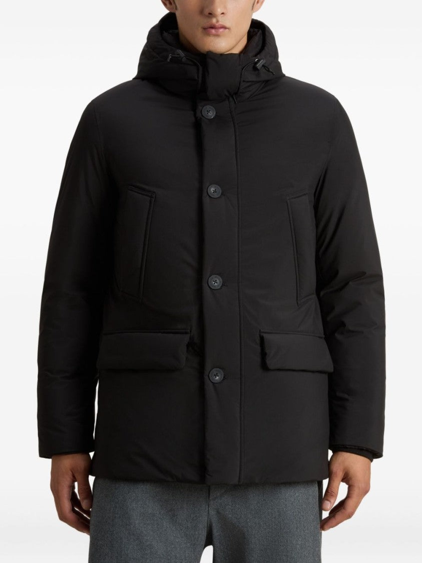Woolrich Padded Black Parka With High Collar