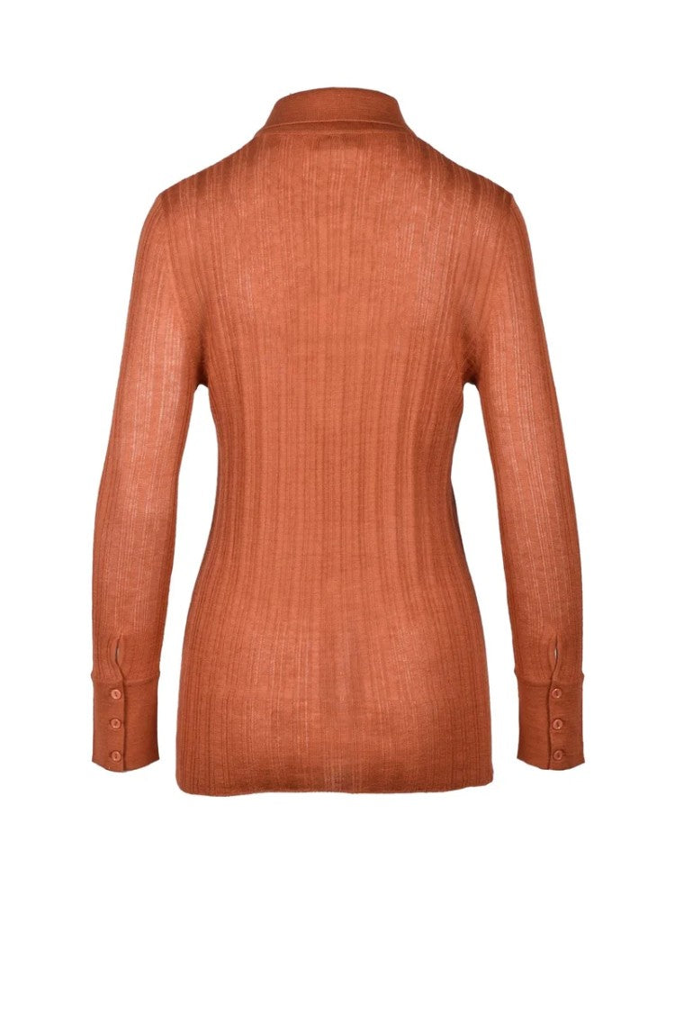 Wild Cashmere Ribbed Cardigan - Cognac