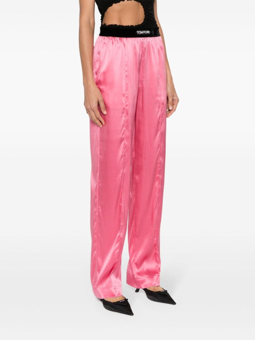 Tom Ford Flamingo Pink Stretch-Silk Trousers