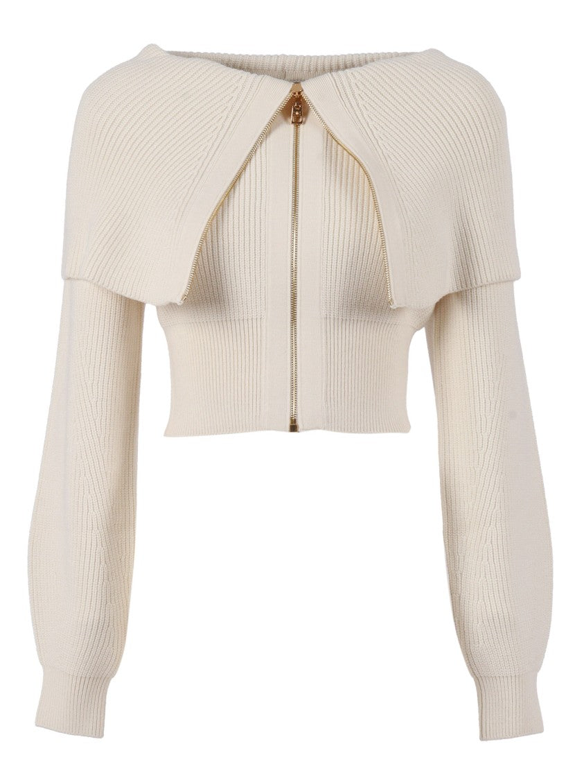 Elisabetta Franchi Cropped Off-The-Shoulder Knit Top
