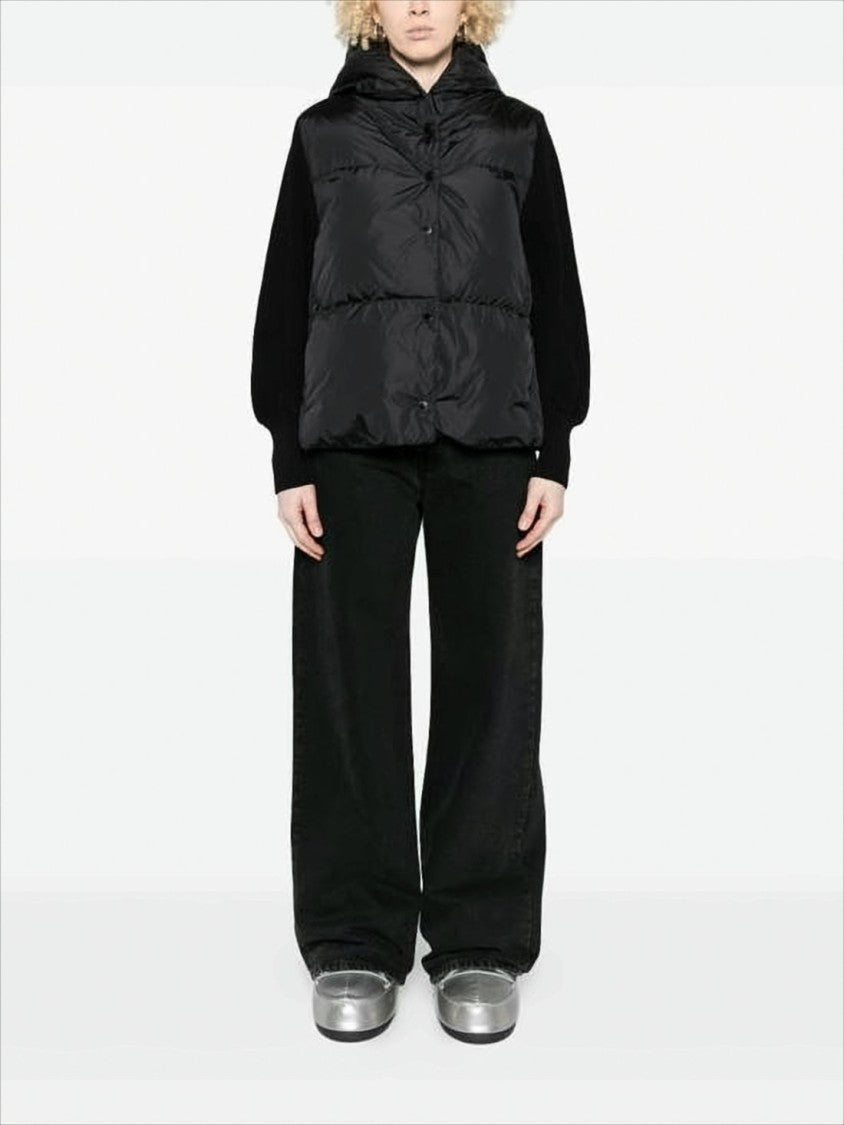 Canada Goose Puffer Jacket With Contrasting Knit Sleeves And Hood