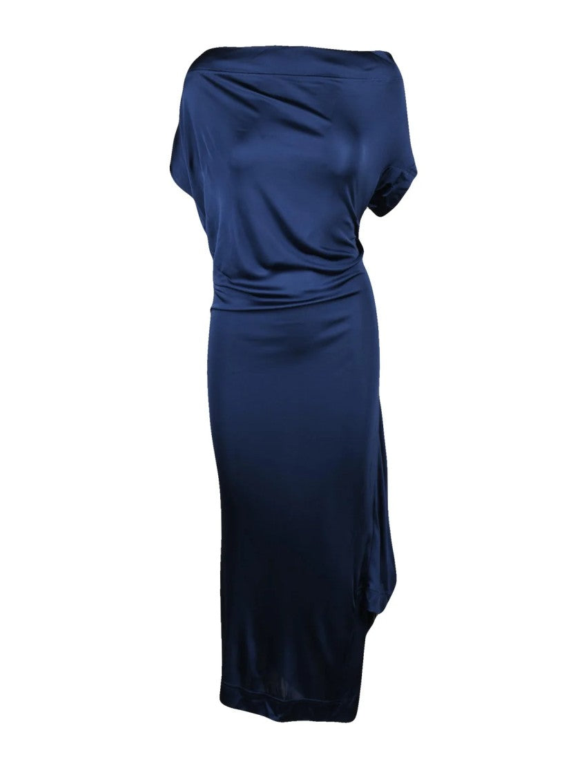 Vivienne Westwood Asymmetric Viscose Midi Dress With Minimalist Lines