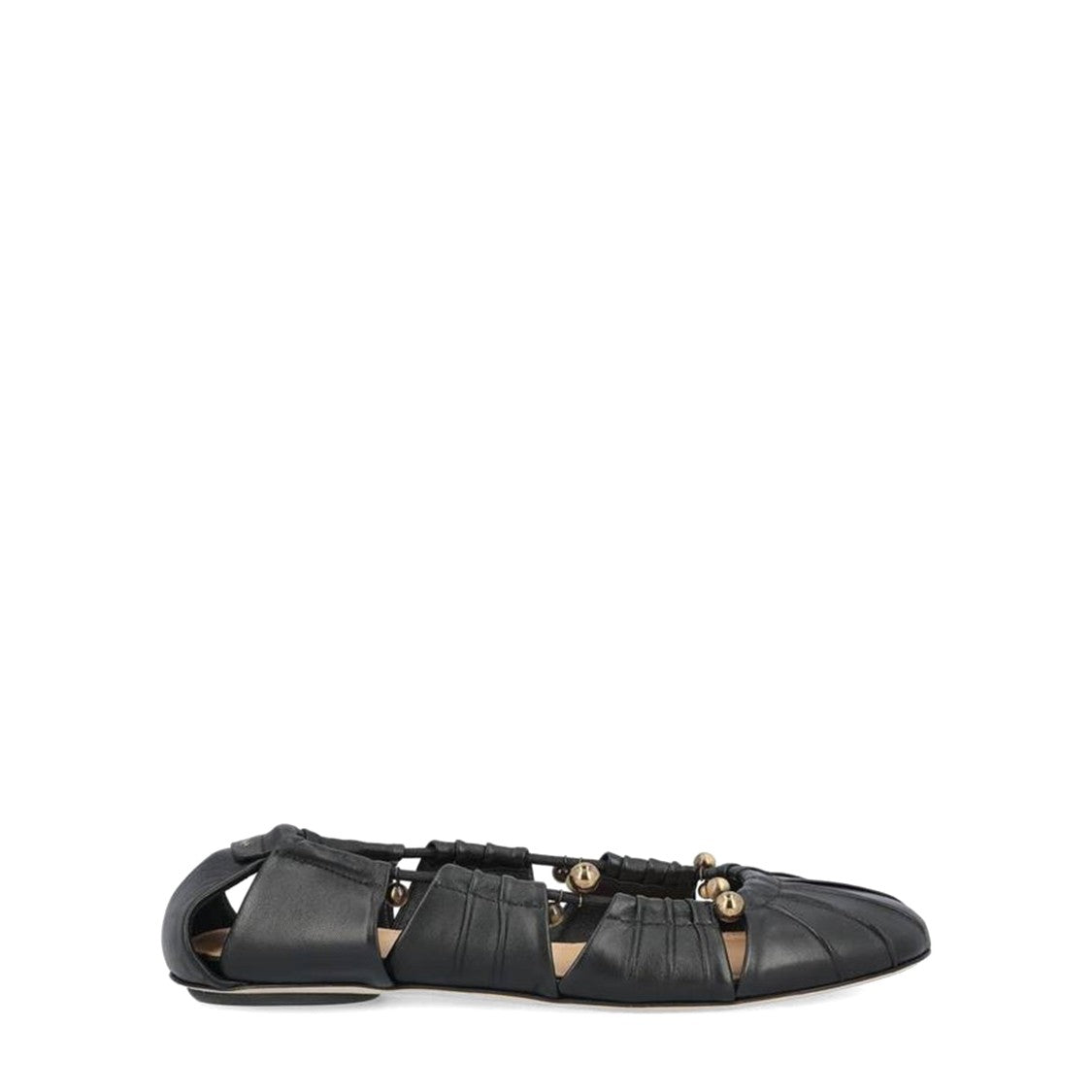 Chloé Luna Ballerinas With Gold-Tone Accents And Pleated Design