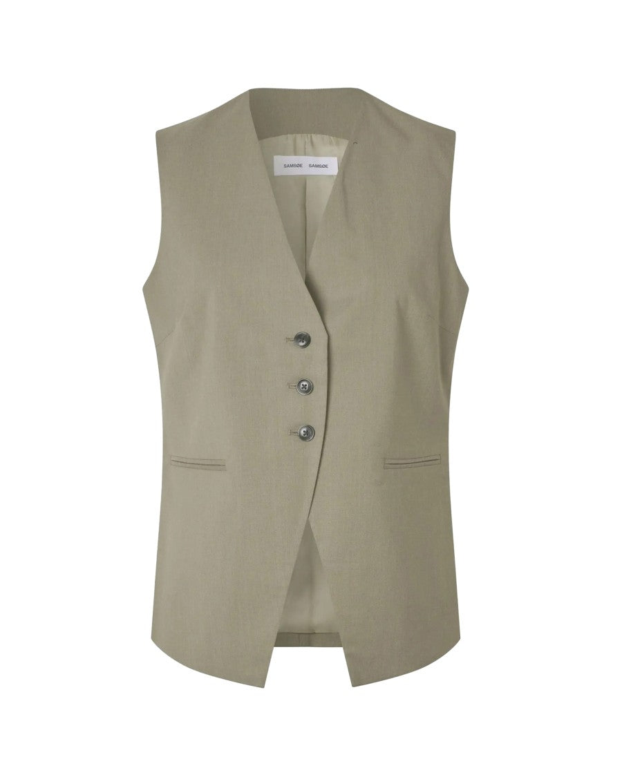 Samsøe Samsøe Melange Gilet With V-Neckline And Button Closure