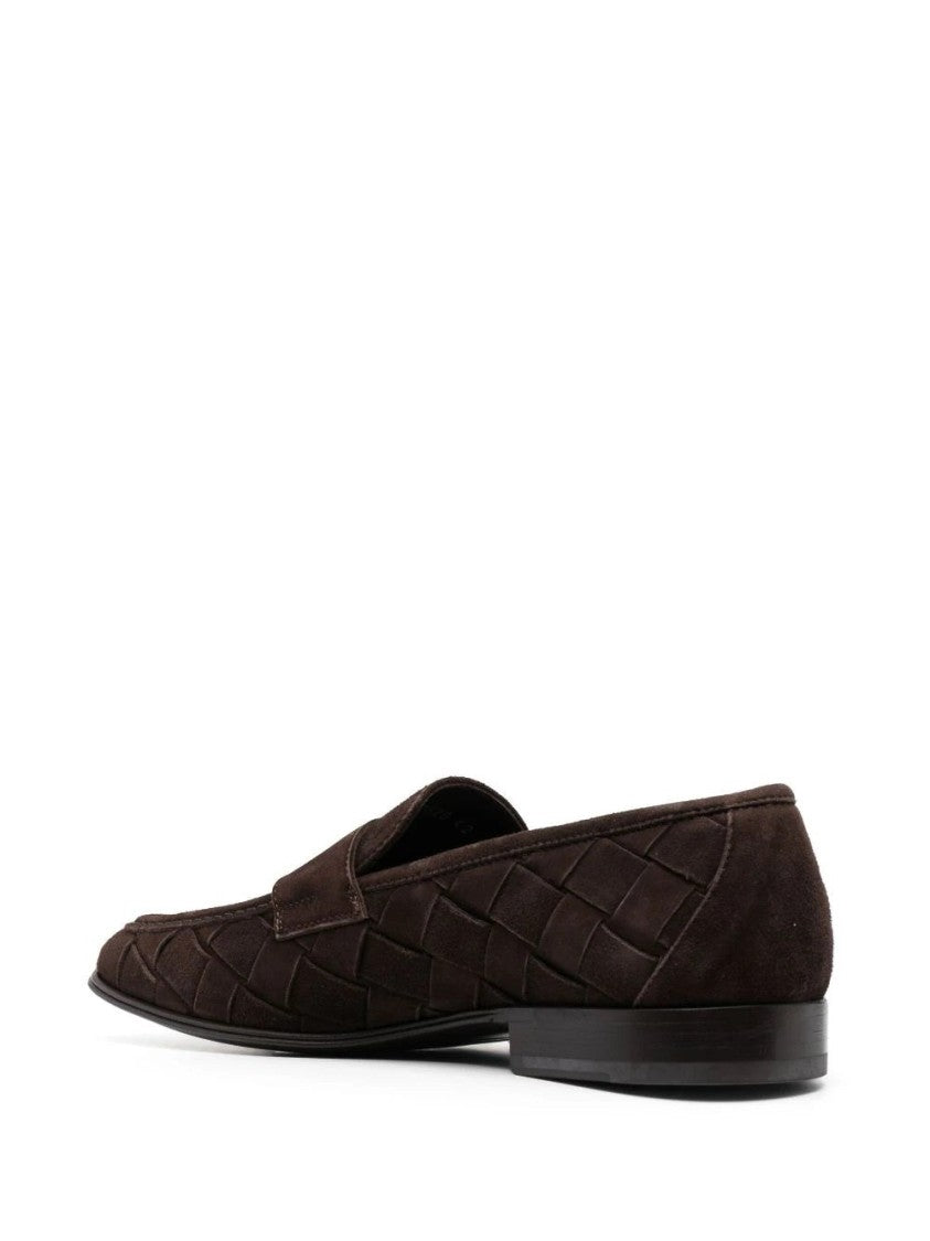 Roberto Cavalli Woven Suede Loafers With Subtle Emblem