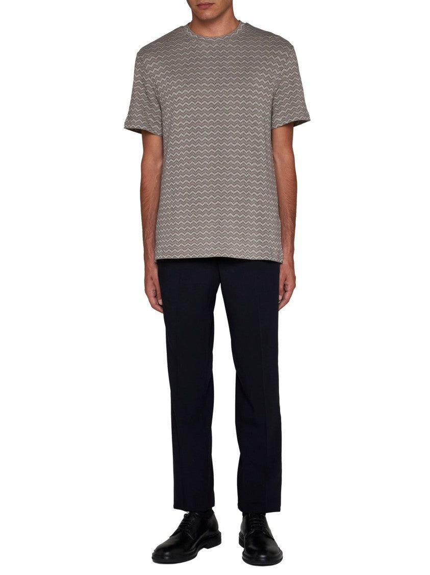 Giorgio Armani Short Sleeve Zigzag Pattern T-Shirt With Design