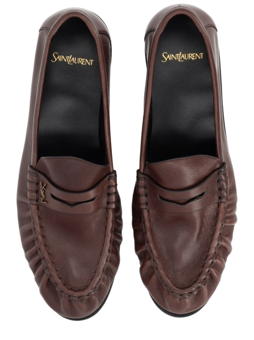Saint Laurent Le Loafer Ruched Calf Leather Loafers