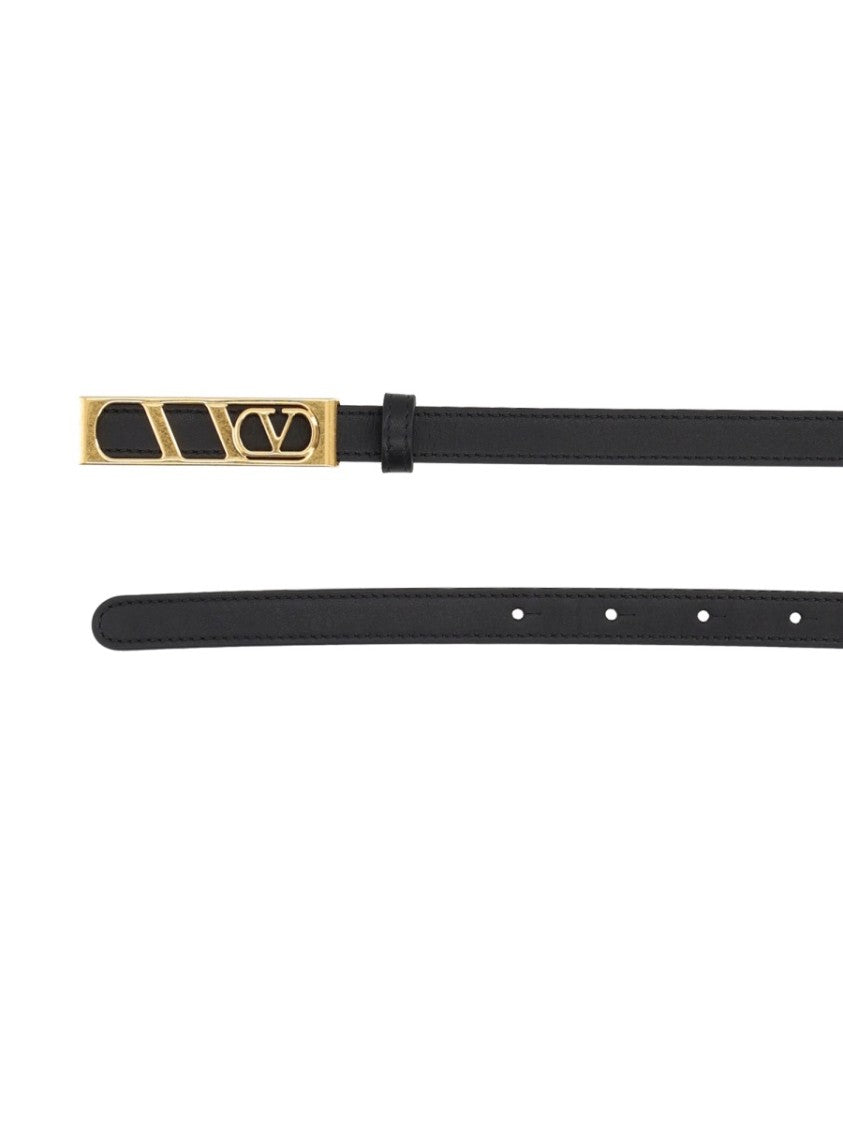 Valentino Garavani Vlogo Signature Slim Calf Leather Belt